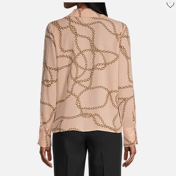 NWT Worthington Peach Chain Print Button Down Shirt SMALL - Picture 6 of 7